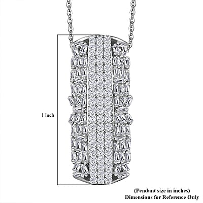 D'Joy Diamond 1.00 ctw Starlight Pendant Necklace in Rhodium Over Sterling Silver 20 Inches