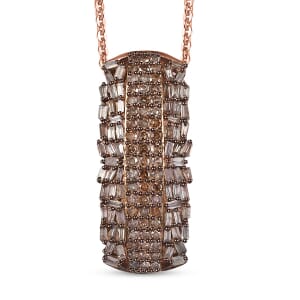 D'Joy Natural Champagne Diamond 1.00 ctw Starlight Pendant Necklace in 18K Vermeil Rose Gold Over Sterling Silver 20 Inches