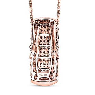 D'Joy Natural Champagne Diamond 1.00 ctw Starlight Pendant Necklace in 18K Vermeil Rose Gold Over Sterling Silver 20 Inches