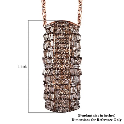 D'Joy Natural Champagne Diamond 1.00 ctw Starlight Pendant Necklace in 18K Vermeil Rose Gold Over Sterling Silver 20 Inches