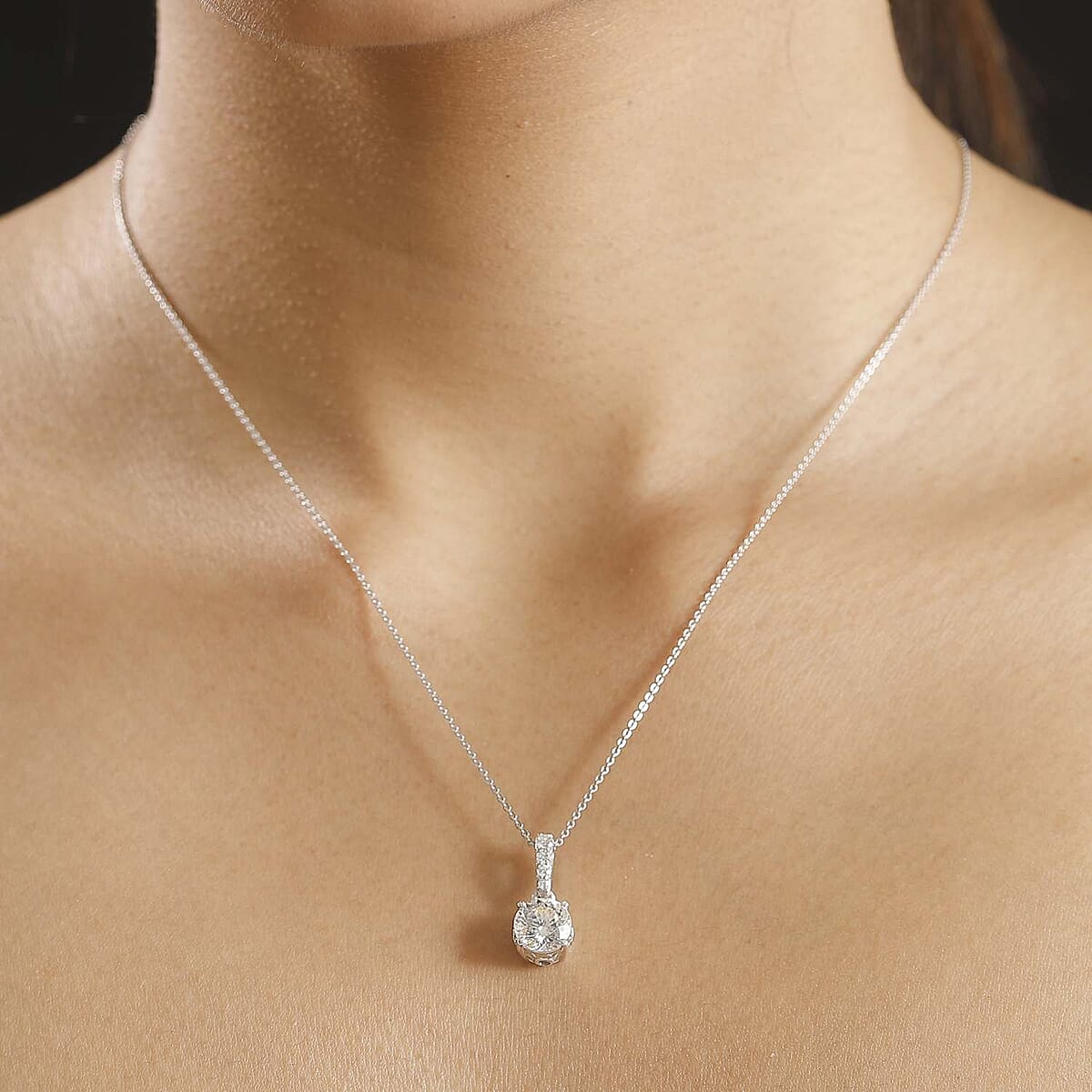 120 Facet Strontium Titanate and Multi Gemstone 3.20 ctw Starlight Pendant Necklace in Rhodium Over Sterling Silver 20 Inches image number 2