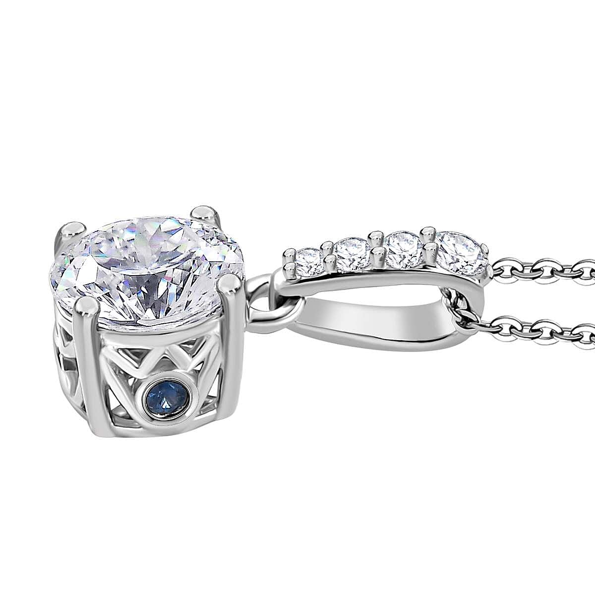 120 Facet Strontium Titanate and Multi Gemstone 3.20 ctw Starlight Pendant Necklace in Rhodium Over Sterling Silver 20 Inches image number 3