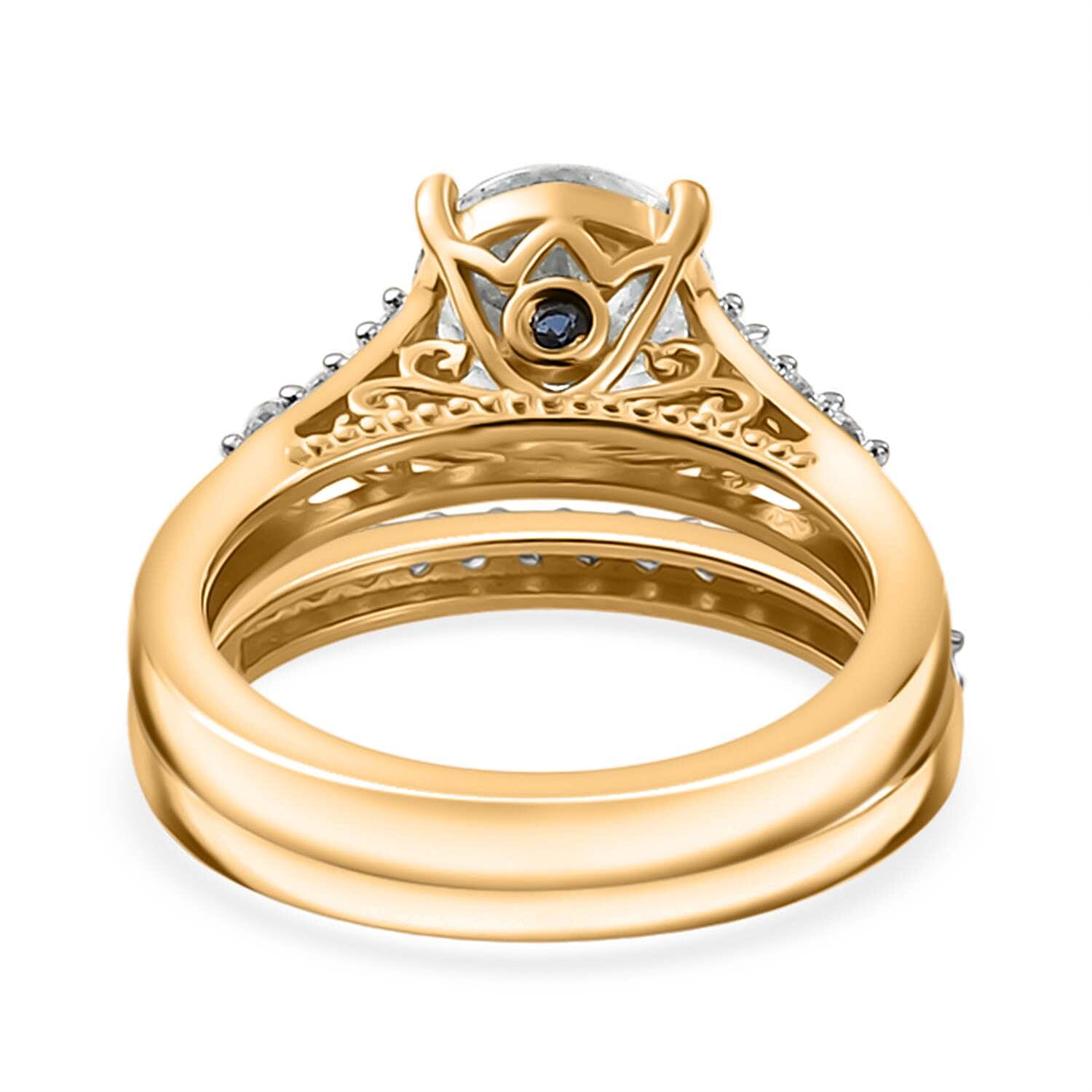 120 Facet Strontium Titanate and Multi Gemstone 3.50 ctw Set of 2 Starlight Ring in 18K Vermeil Yellow Gold Over Sterling Silver (Size 5.0)