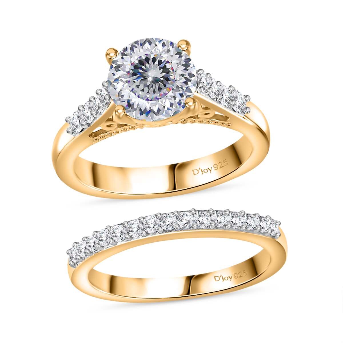 120 Facet Strontium Titanate and Multi Gemstone 3.50 ctw Set of 2 Starlight Ring in 18K Vermeil Yellow Gold Over Sterling Silver (Size 6.0) image number 0