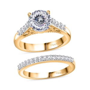 120 Facet Strontium Titanate and Multi Gemstone 3.50 ctw Set of 2 Starlight Ring in 18K Vermeil Yellow Gold Over Sterling Silver (Size 6.0)