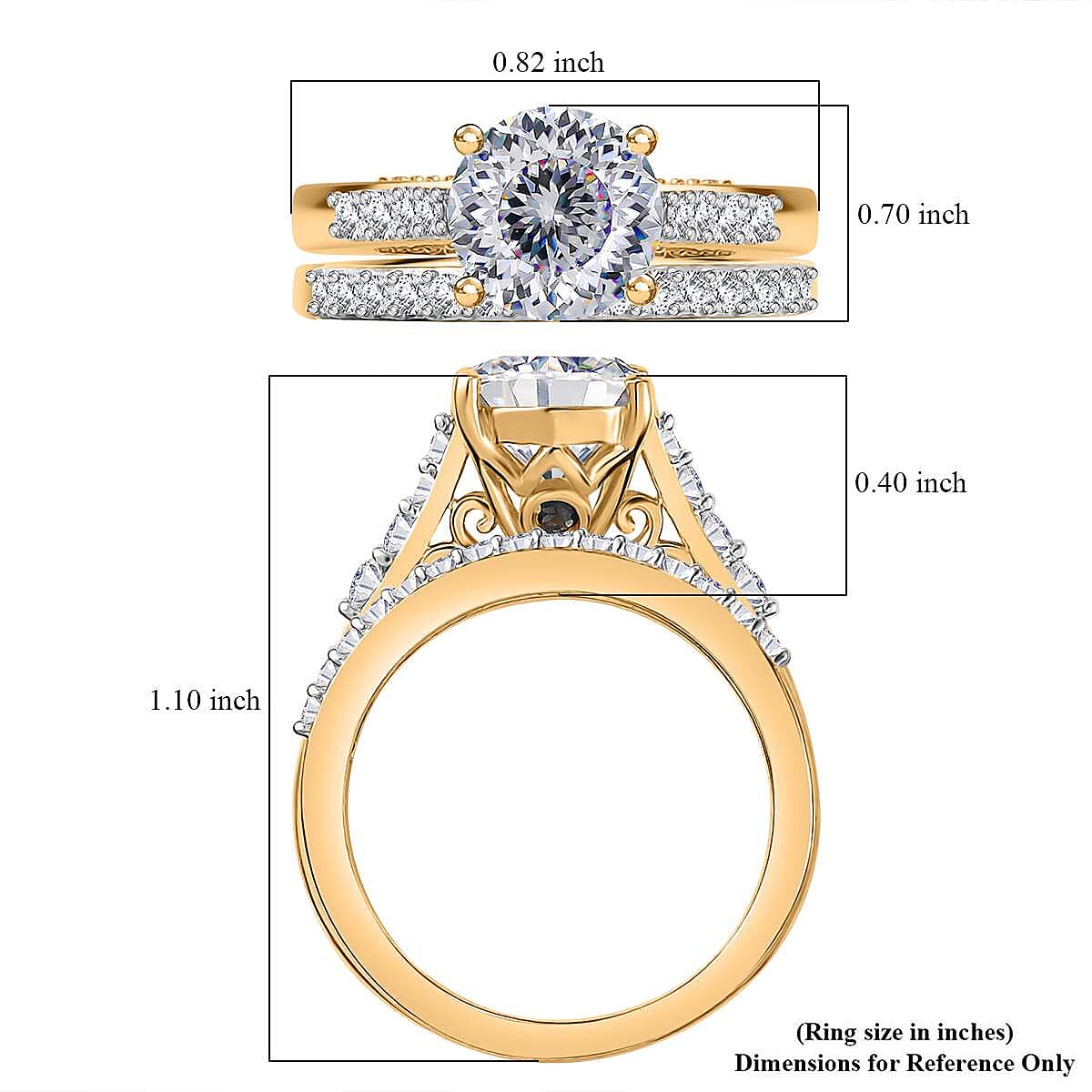 120 Facet Strontium Titanate and Multi Gemstone 3.50 ctw Set of 2 Starlight Ring in 18K Vermeil Yellow Gold Over Sterling Silver (Size 9.0) image number 5
