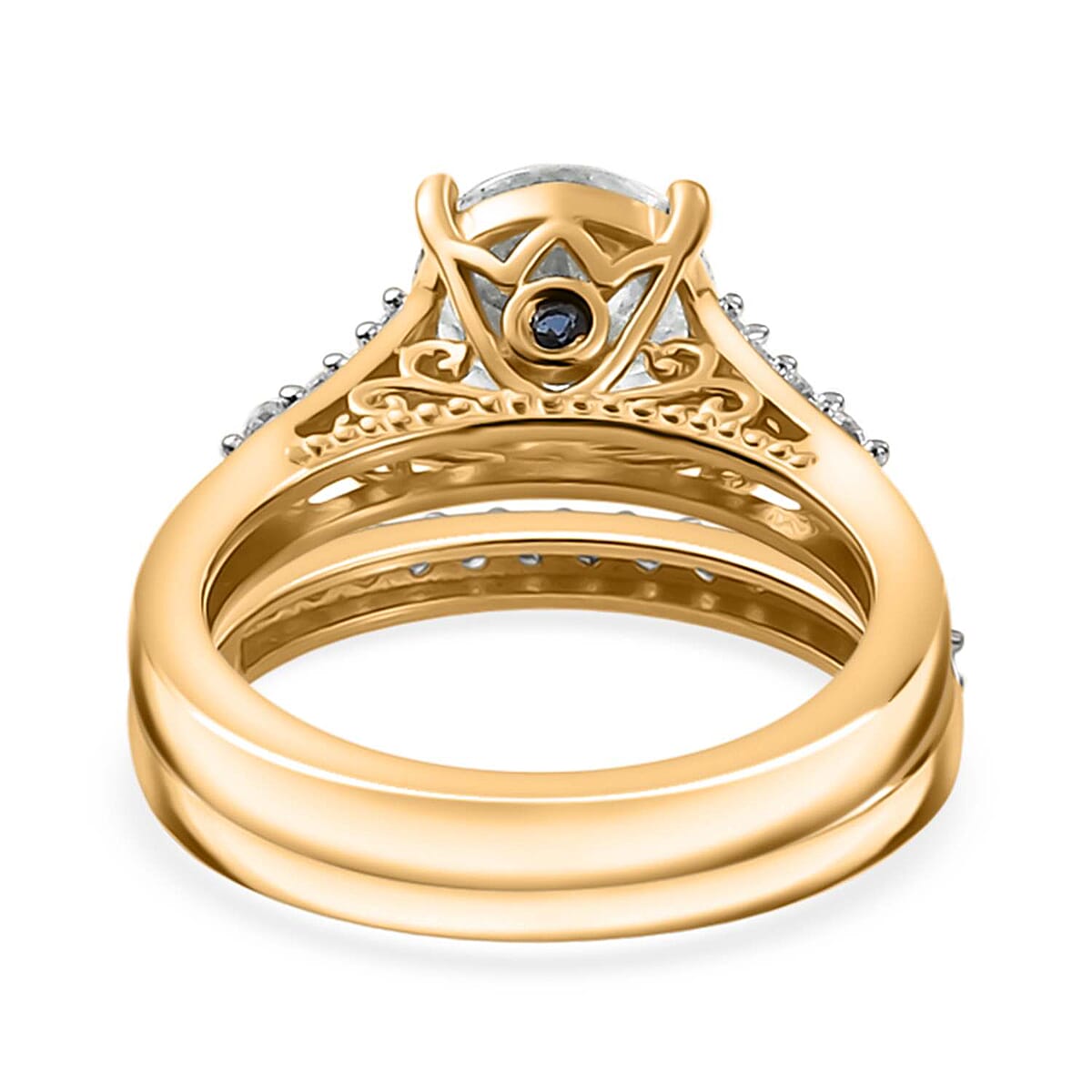 120 Facet Strontium Titanate and Multi Gemstone 3.50 ctw Set of 2 Starlight Ring in 18K Vermeil Yellow Gold Over Sterling Silver (Size 10.0) image number 4