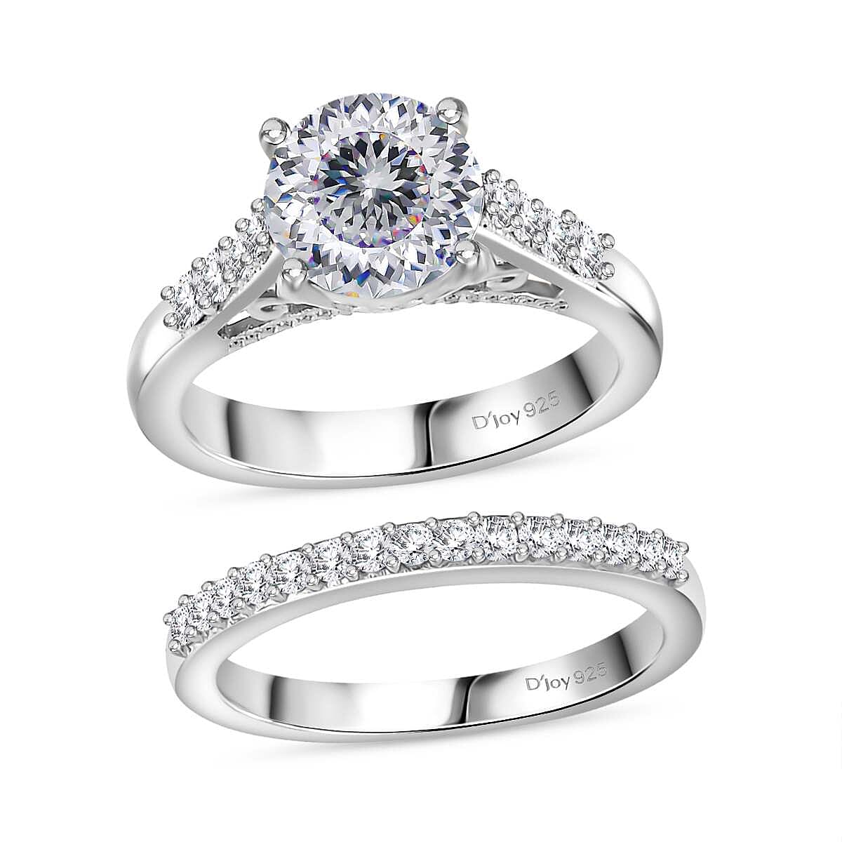 120 Facet Strontium Titanate and Multi Gemstone 3.50 ctw Set of 2 Starlight Ring in Rhodium Over Sterling Silver (Size 6.0) image number 0