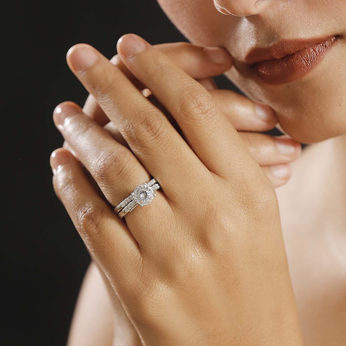 120 Facet Strontium Titanate and Multi Gemstone 3.50 ctw Set of 2 Starlight Ring in Rhodium Over Sterling Silver (Size 6.0) image number 2