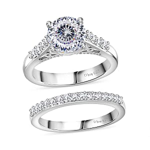 120 Facet Strontium Titanate and Multi Gemstone 3.50 ctw Set of 2 Starlight Ring in Rhodium Over Sterling Silver (Size 8.0)