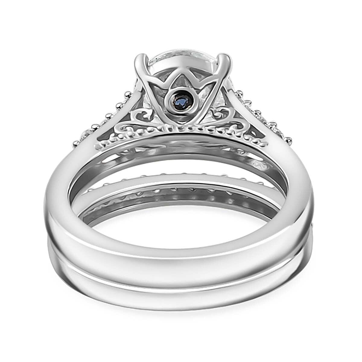 120 Facet Strontium Titanate and Multi Gemstone 3.50 ctw Set of 2 Starlight Ring in Rhodium Over Sterling Silver (Size 8.0) image number 4