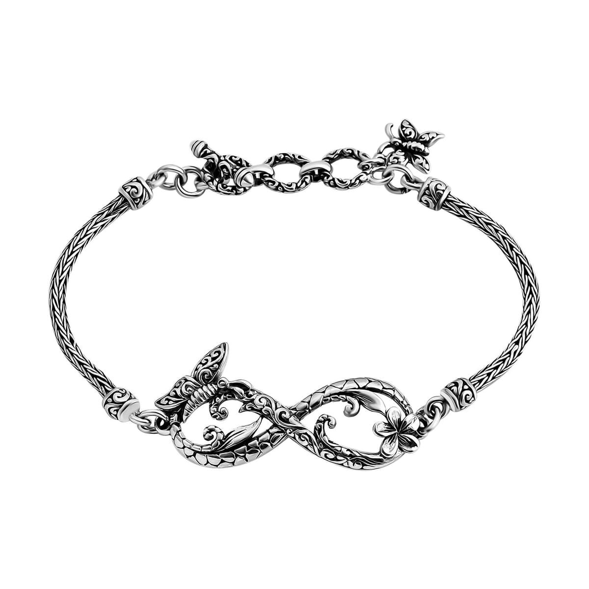 Bali Legacy Set of 2 Butterfly Sterling Silver Bracelet (8.00In) and Earring 19.30 Grams image number 2