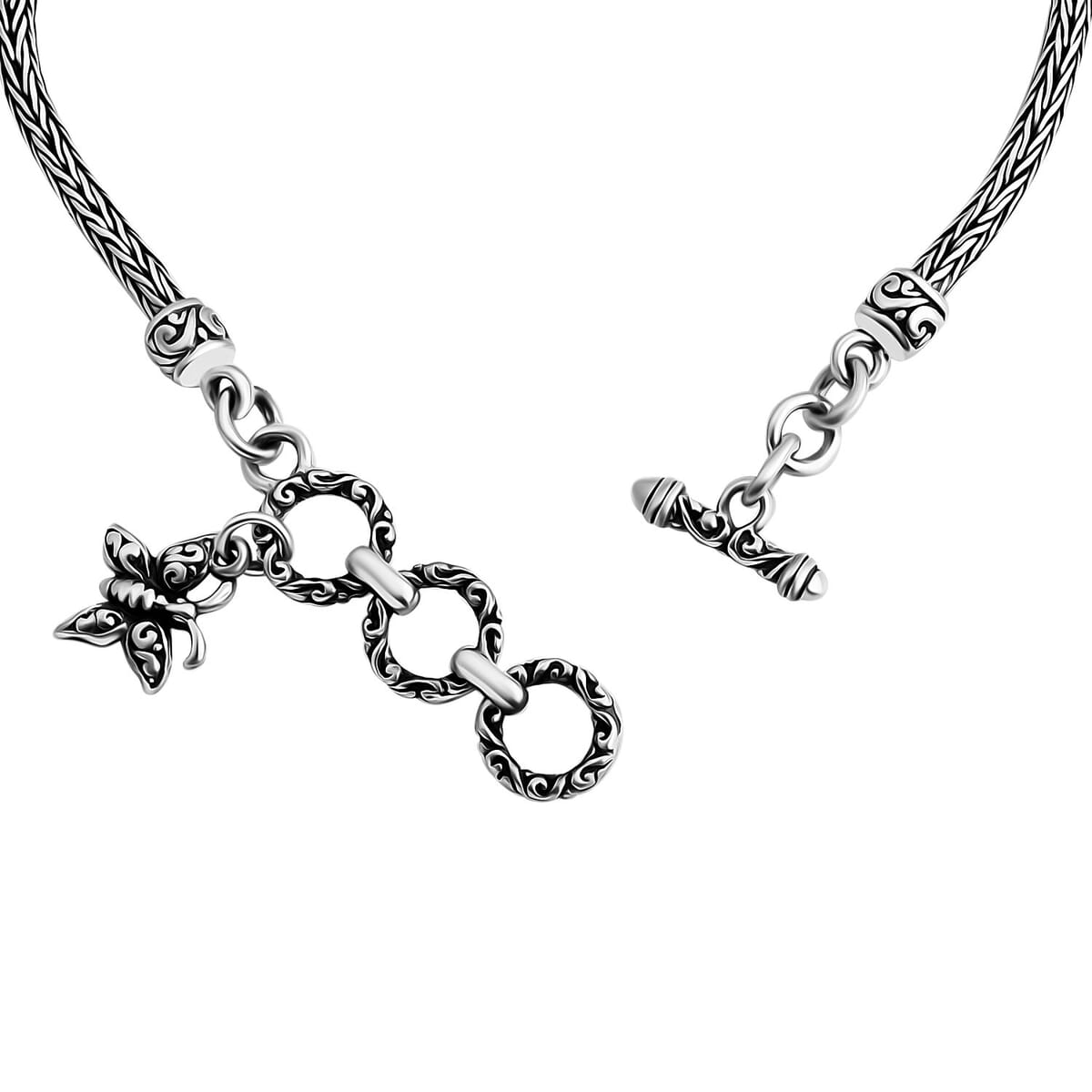 Bali Legacy Set of 2 Butterfly Sterling Silver Bracelet (8.00In) and Earring 19.30 Grams image number 3