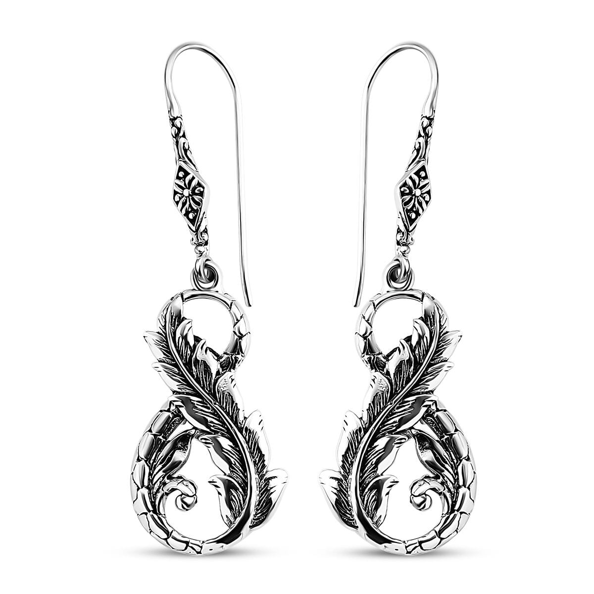 Bali Legacy Set of 2 Leaf with Dragon Sterling Silver Bracelet (8.00In) and Earring 18.00 Grams image number 5