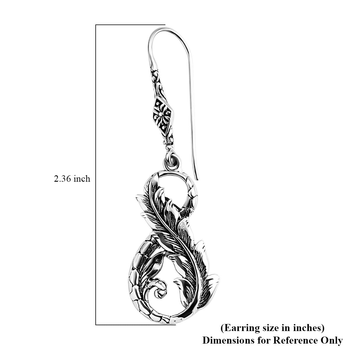 Bali Legacy Set of 2 Leaf with Dragon Sterling Silver Bracelet (8.00In) and Earring 18.00 Grams image number 7