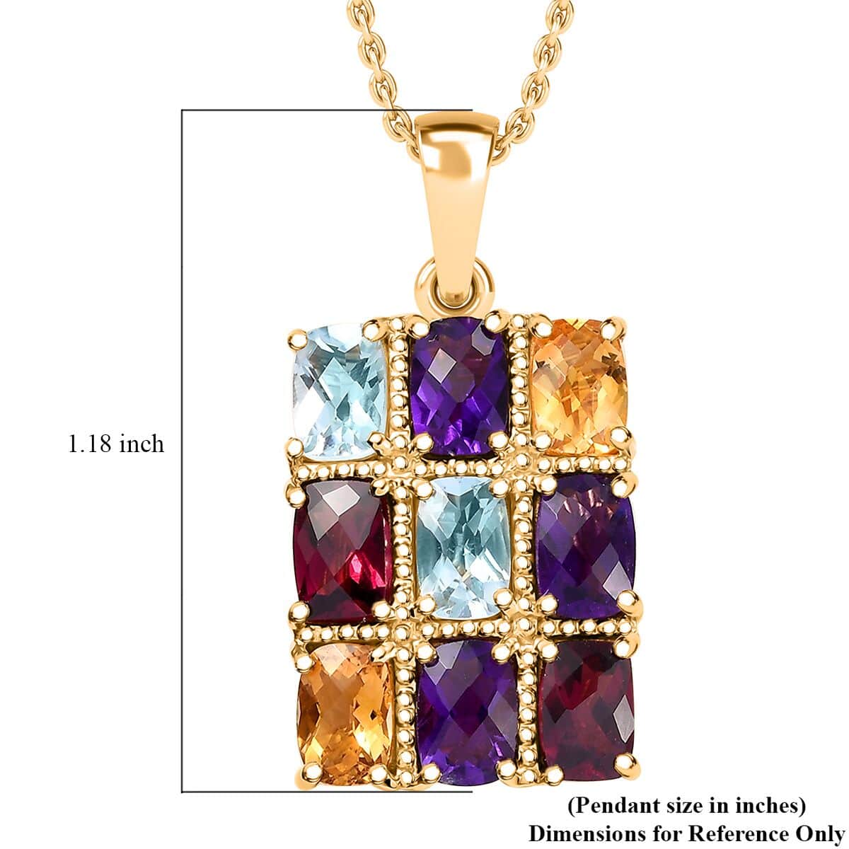 GP Royal Art Deco Collection Multi Gemstone 5.00 ctw Pendant Necklace in 18K Vermeil Yellow Gold Over Sterling Silver 20 Inches image number 5