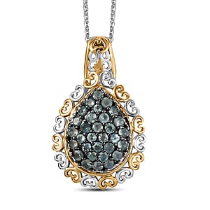 Narsipatnam Alexandrite 1.00 ctw Regal Glow Pendant Necklace in 18K Vermeil YG and Rhodium Over Sterling Silver 20 Inches