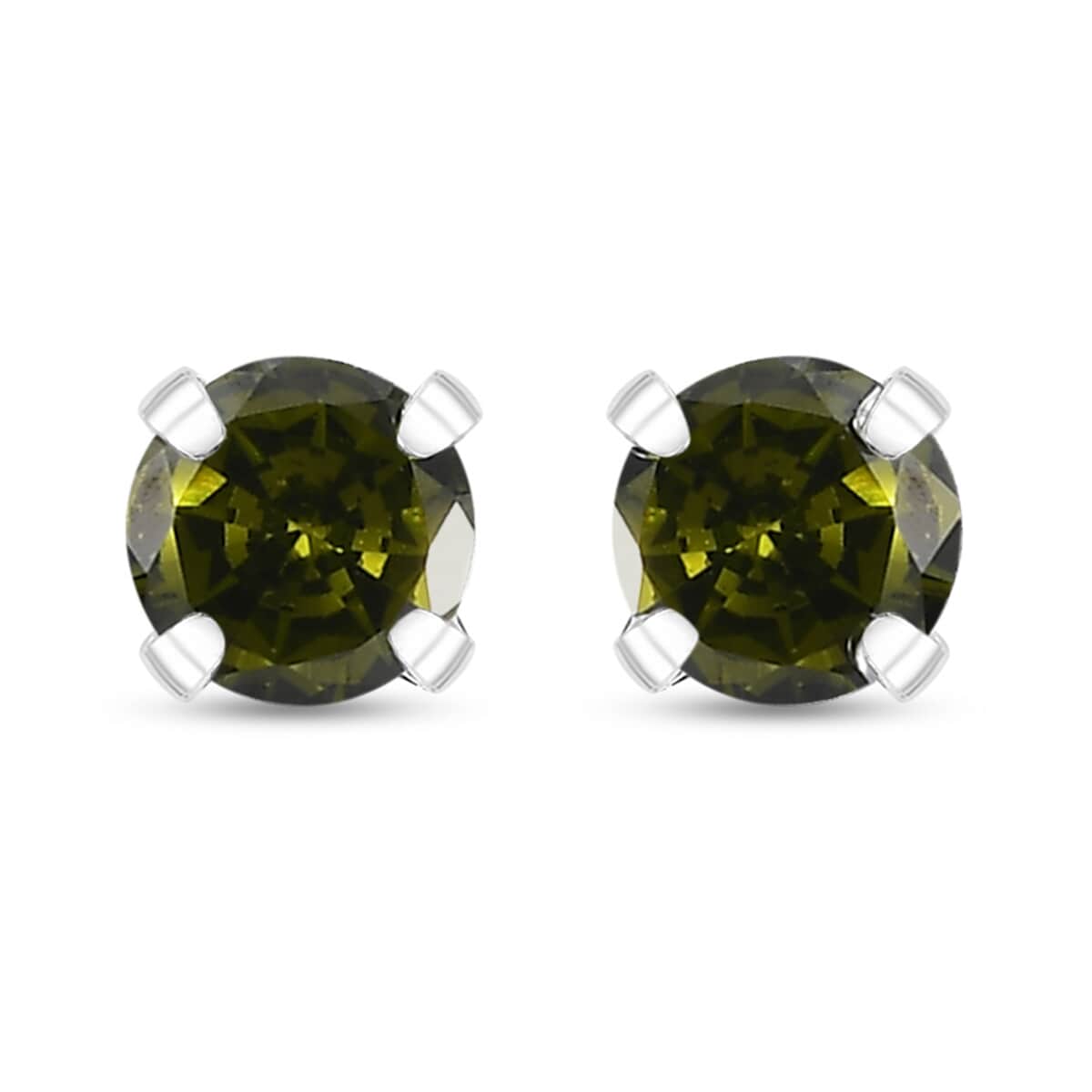 Set of 3 Simulated Purple, Red and Peridot Color Diamond 4.50 ctw Stud Earrings in Sterling Silver  image number 5