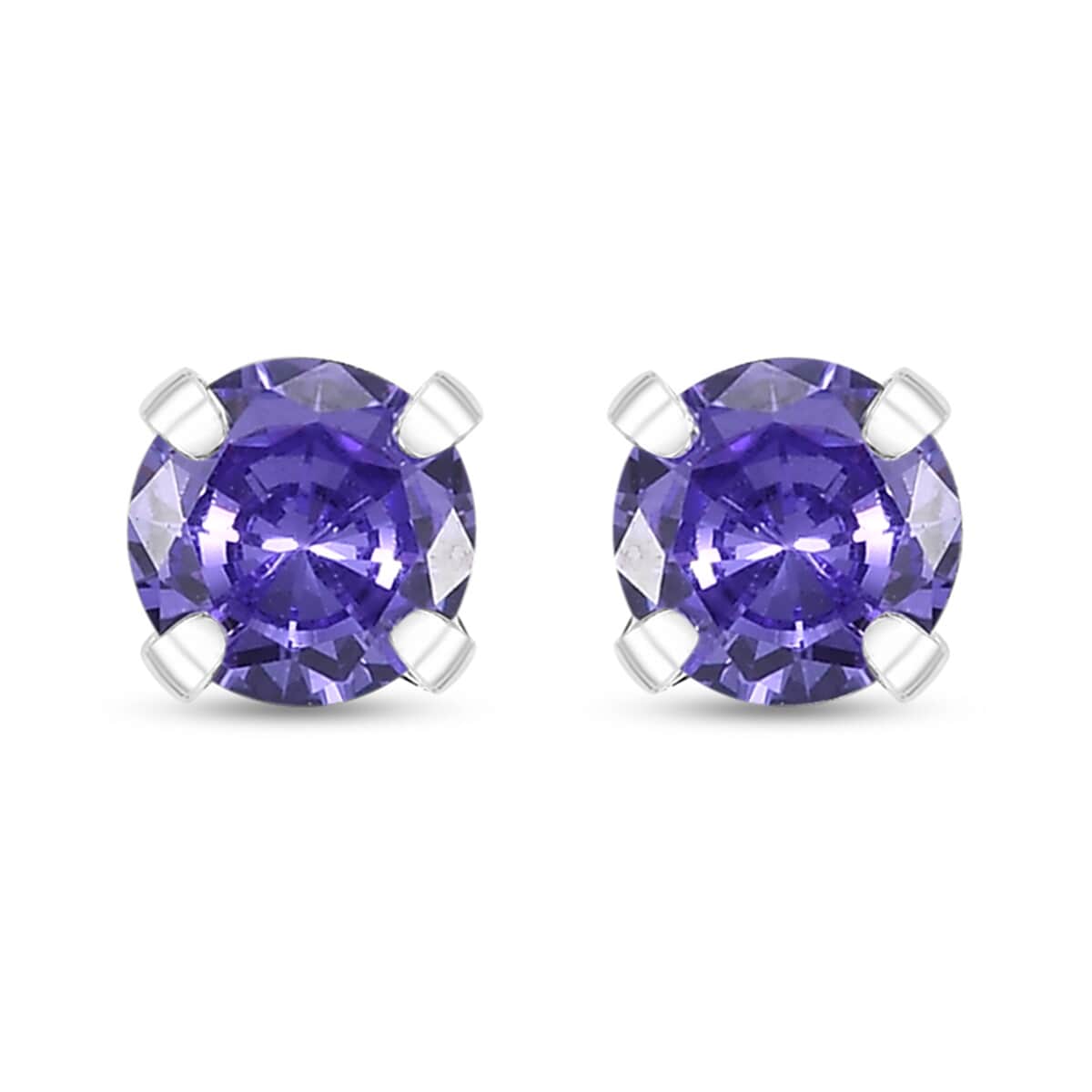 Set of 3 Simulated Purple, Red and Peridot Color Diamond 4.50 ctw Stud Earrings in Sterling Silver  image number 7