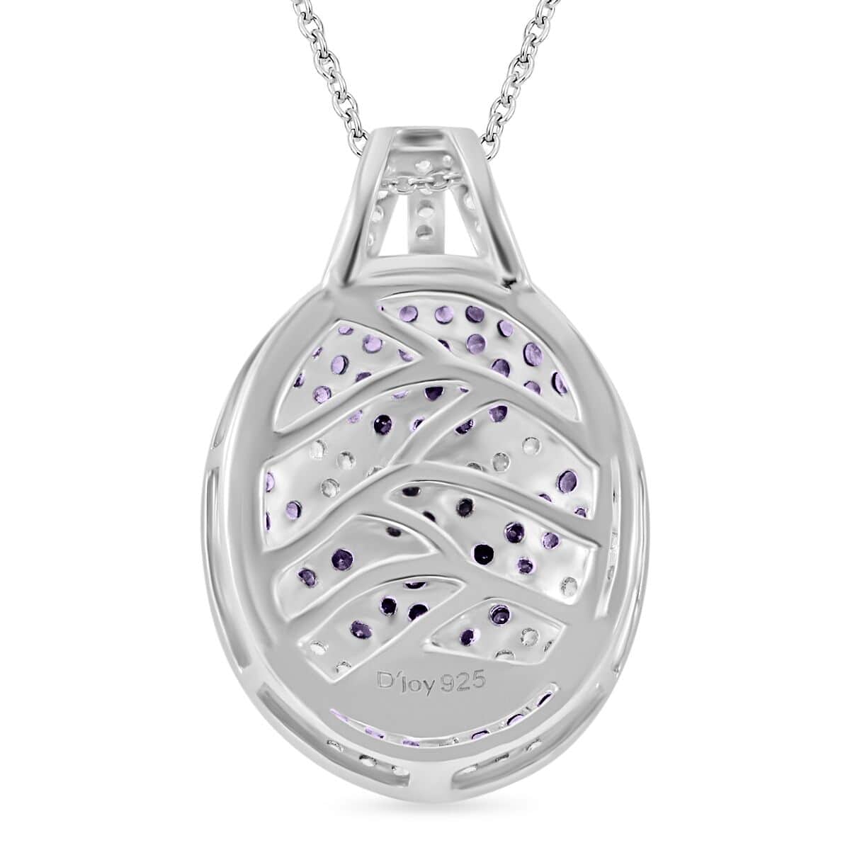 Madagascar Pink Sapphire and White Zircon 3.00 ctw Ocean Waves Pendant Necklace in Rhodium Over Sterling Silver 20 Inches image number 3