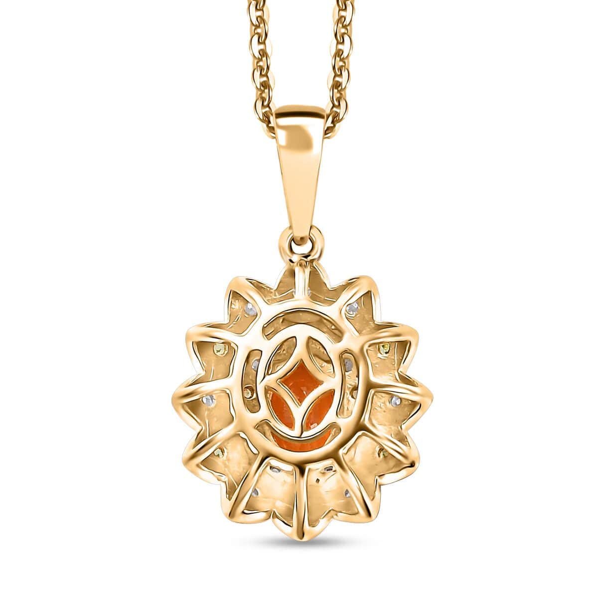 Fanta Garnet and Multi Gemstone 1.60 ctw Sunflower Pendant Necklace in 18K Vermeil Yellow Gold Over Sterling Silver 20 Inches image number 4