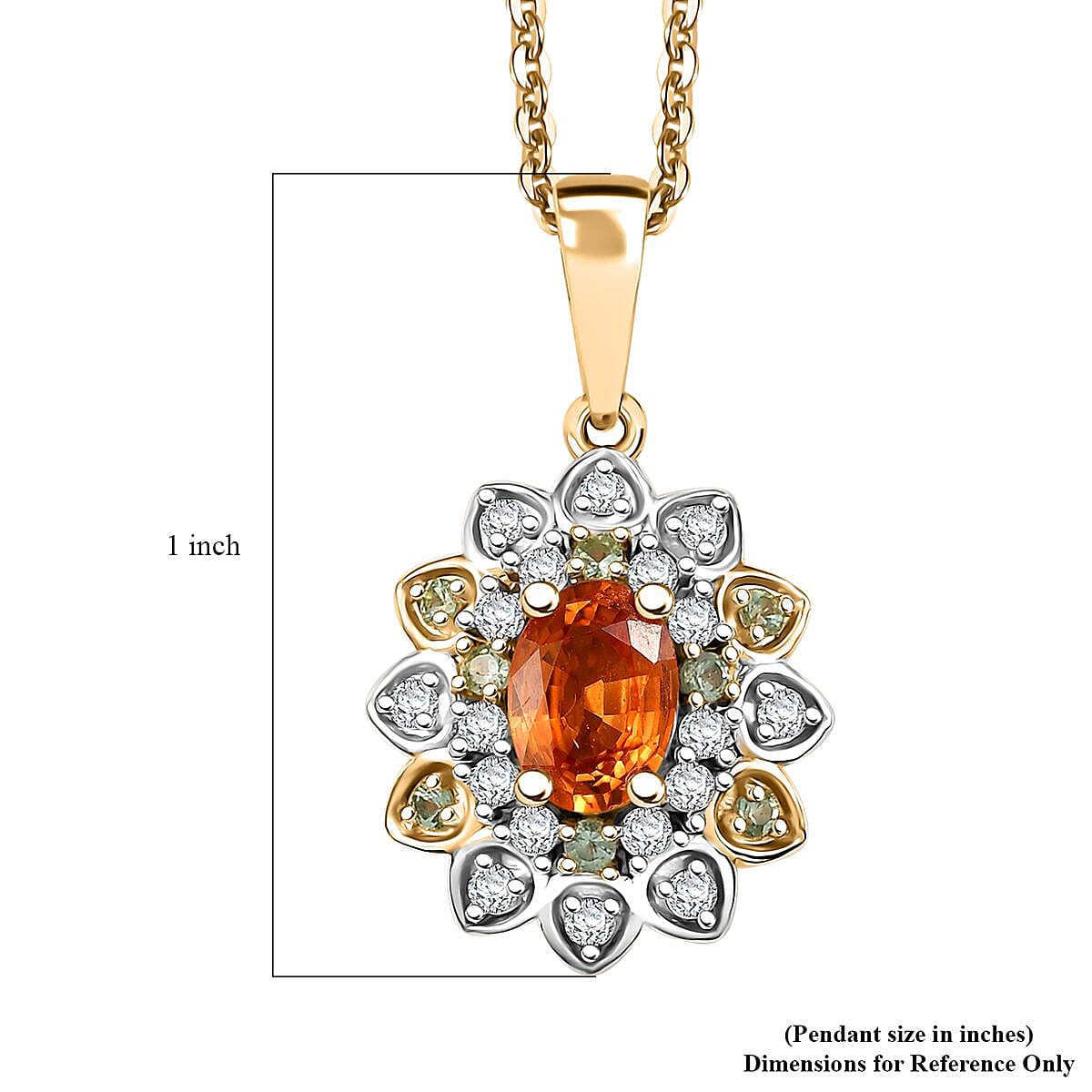 Fanta Garnet and Multi Gemstone 1.60 ctw Sunflower Pendant Necklace in 18K Vermeil Yellow Gold Over Sterling Silver 20 Inches