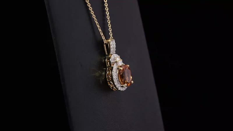 AAA Golden Turkizite and Moissanite 1.75 ctw Sunlit Grace Pendant Necklace in 18K Vermeil Yellow Gold Over Sterling Silver 20 Inches