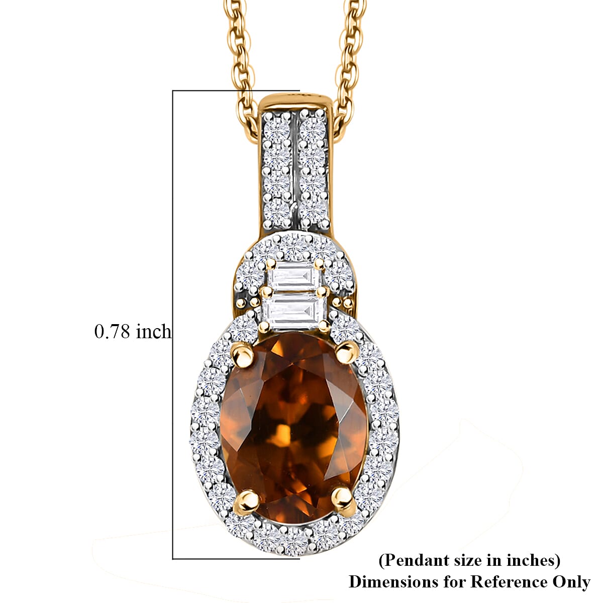 AAA Golden Turkizite and Moissanite 1.75 ctw Sunlit Grace Pendant Necklace in 18K Vermeil Yellow Gold Over Sterling Silver 20 Inches