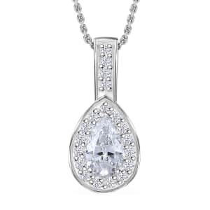 J Francis Embellished with Zirconia by Swarovski 3.50 ctw Halo Pendant Necklace in Rhodium Over Sterling Silver 20 Inches