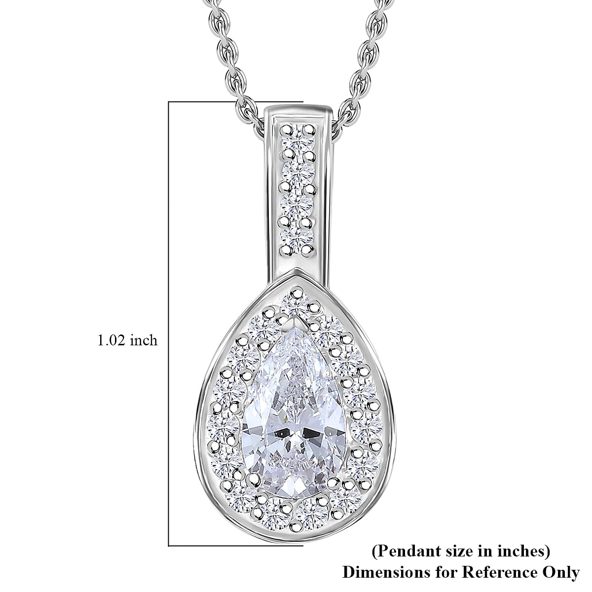 J Francis Embellished with Zirconia by Swarovski 3.50 ctw Halo Pendant Necklace in Rhodium Over Sterling Silver 20 Inches