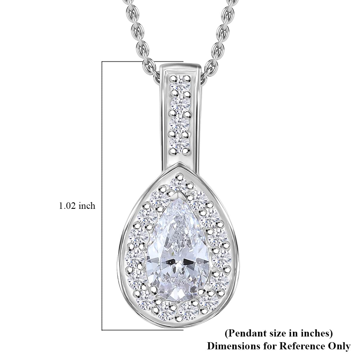 J Francis Embellished with Zirconia by Swarovski 3.50 ctw Halo Pendant Necklace in Rhodium Over Sterling Silver 20 Inches image number 6