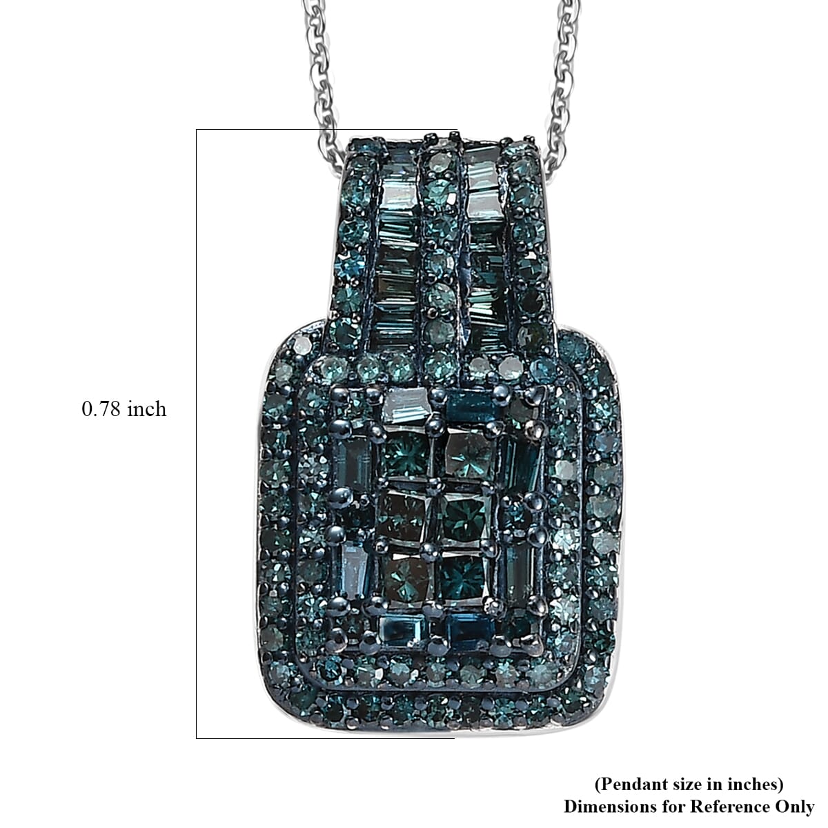 D'Joy Blue Diamond 1.00 ctw Art Deco Pendant Necklace in Rhodium Over Sterling Silver 20 Inches image number 6
