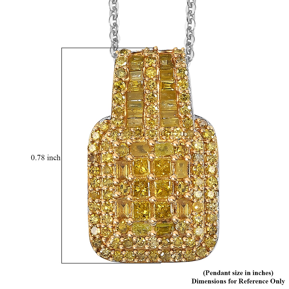D'Joy Yellow Diamond 1.00 ctw Art Deco Pendant Necklace in Rhodium Over Sterling Silver 20 Inches image number 6