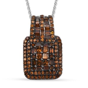 D'Joy Red Diamond 1.00 ctw Art Deco Pendant Necklace in Rhodium Over Sterling Silver 20 Inches