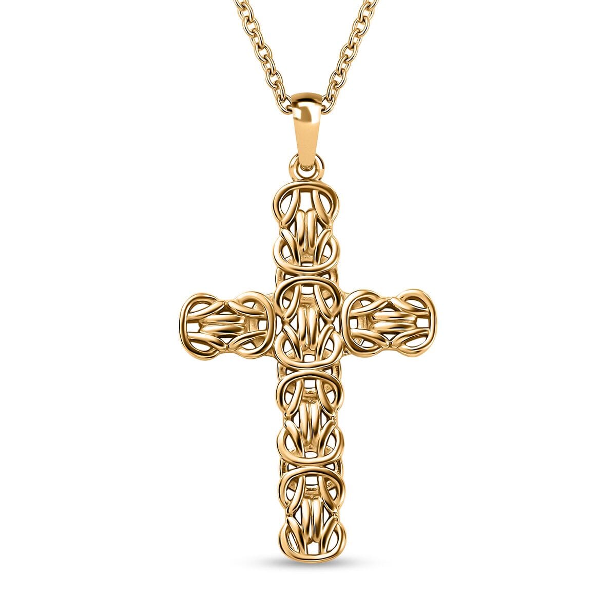 Cross Pendant in 18K YG Plating with Stainless Steel Necklace 20 Inches image number 0