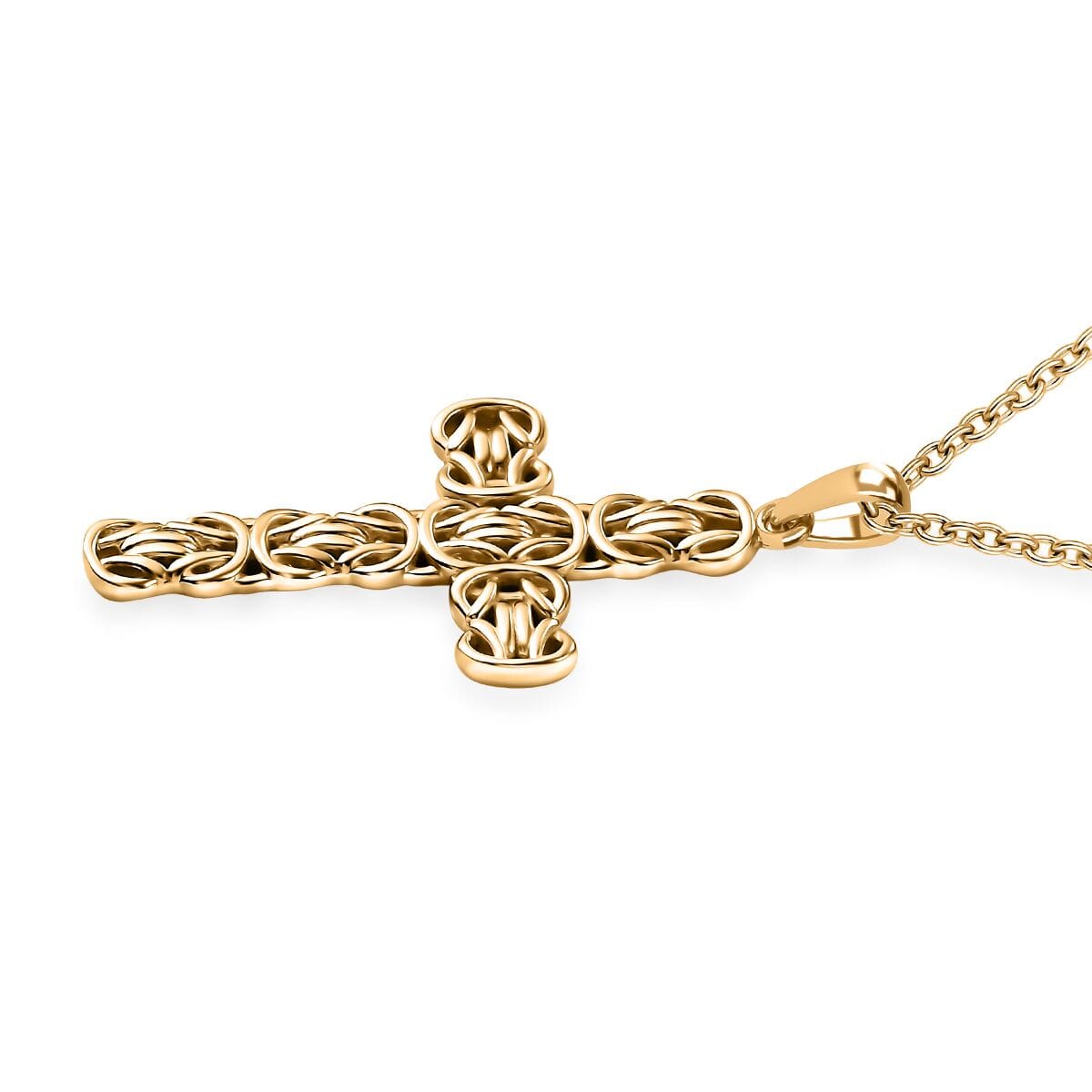 Cross Pendant in 18K YG Plating with Stainless Steel Necklace 20 Inches image number 3