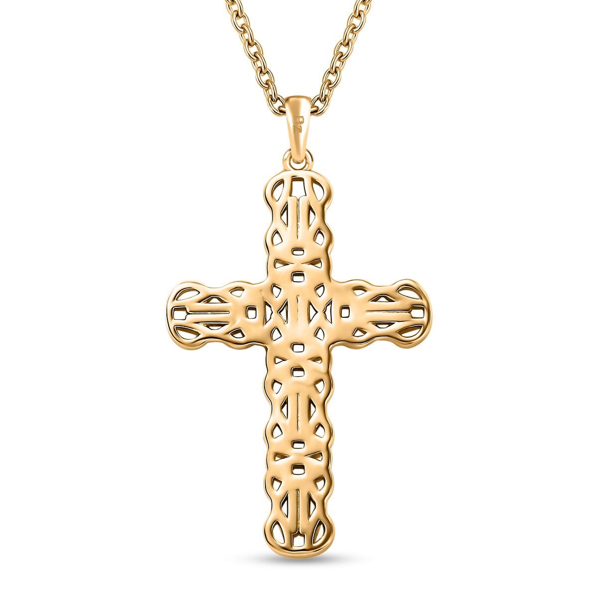 Cross Pendant in 18K YG Plating with Stainless Steel Necklace 20 Inches image number 4