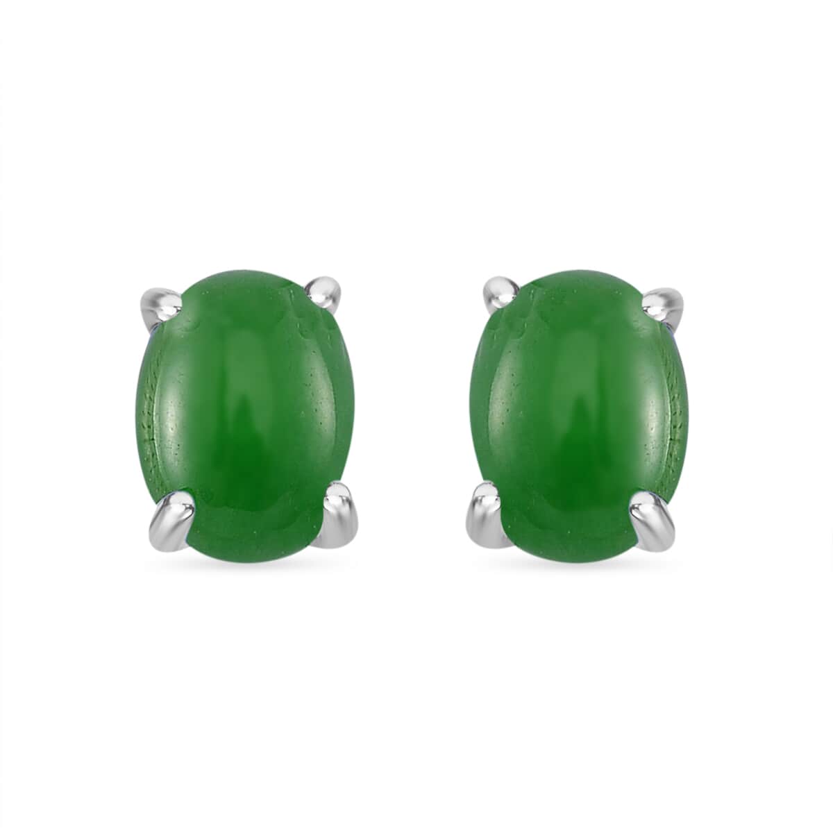 Doorbuster Green Jade (D) 12.50 ctw Stud Earrings, 3 Stone Ring (Size 5.0) and Pendant in Rhodium Over Sterling Silver with Stainless Steel Necklace 20 Inches image number 7