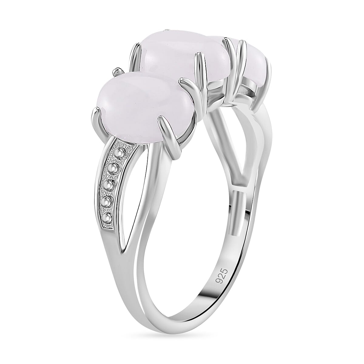 Natural Jade 12.80 ctw Stud Earrings, 3 Stone Ring (Size 6.0) and Pendant in Rhodium Over Sterling Silver with Stainless Steel Necklace 20 Inches image number 3