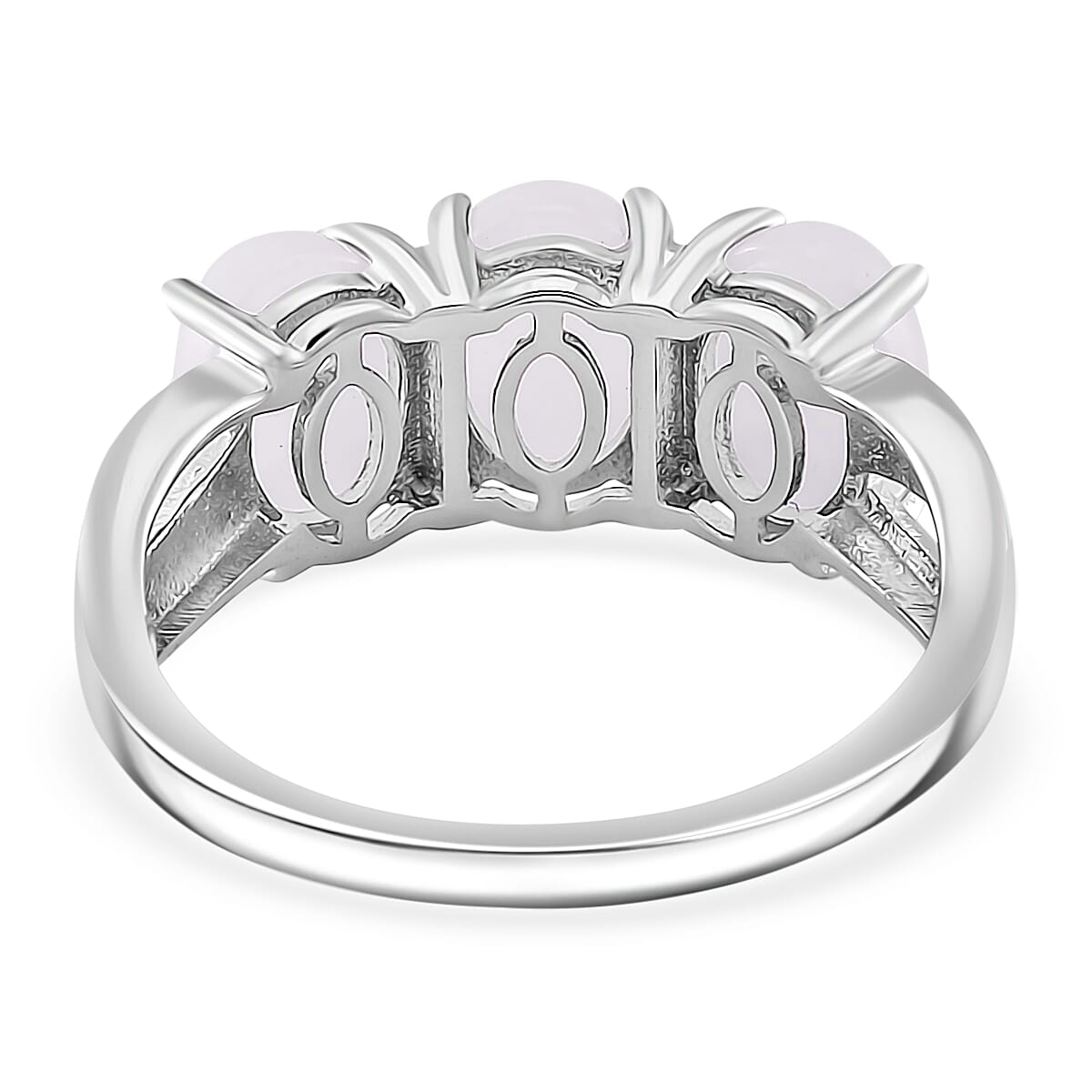 Natural Jade 12.80 ctw Stud Earrings, 3 Stone Ring (Size 6.0) and Pendant in Rhodium Over Sterling Silver with Stainless Steel Necklace 20 Inches image number 4