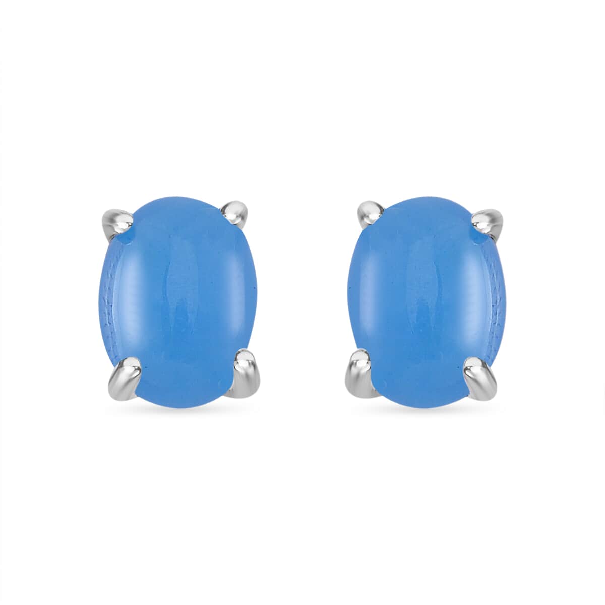 Doorbuster Blue Jade (D) 12.25 ctw Stud Earrings, 3 Stone Ring (Size 5.0) and Pendant in Rhodium Over Sterling Silver with Stainless Steel Necklace 20 Inches image number 7