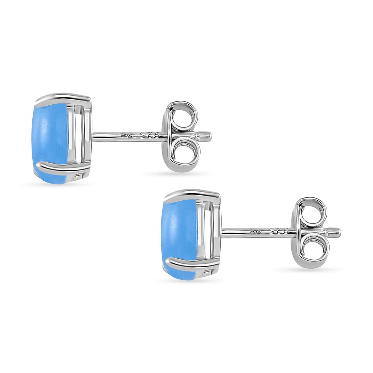 Doorbuster Blue Jade (D) 12.25 ctw Stud Earrings, 3 Stone Ring (Size 5.0) and Pendant in Rhodium Over Sterling Silver with Stainless Steel Necklace 20 Inches image number 8