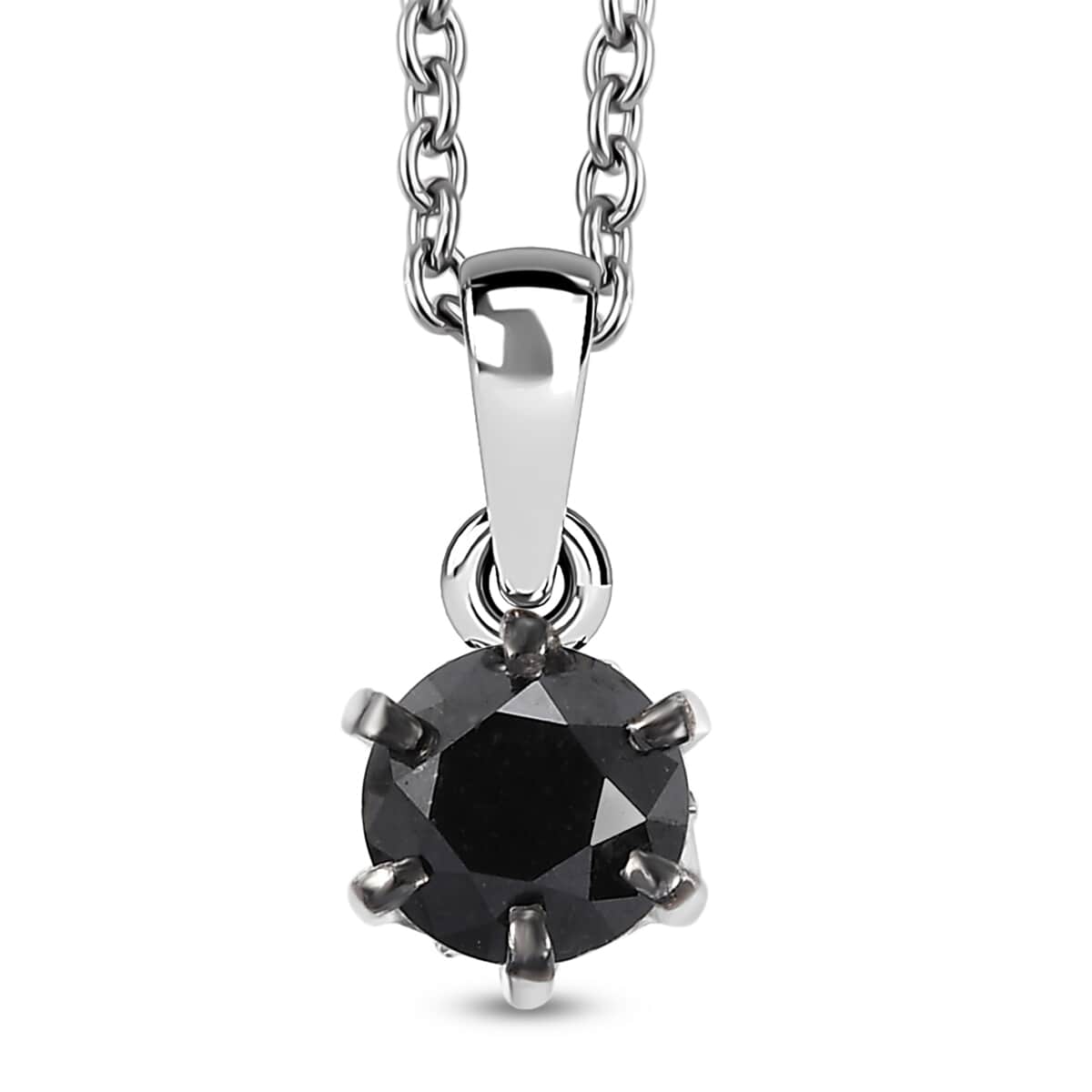 Black Diamond 1.00 ctw Solitaire Pendant Necklace in Rhodium Over Sterling Silver 20 Inches image number 0