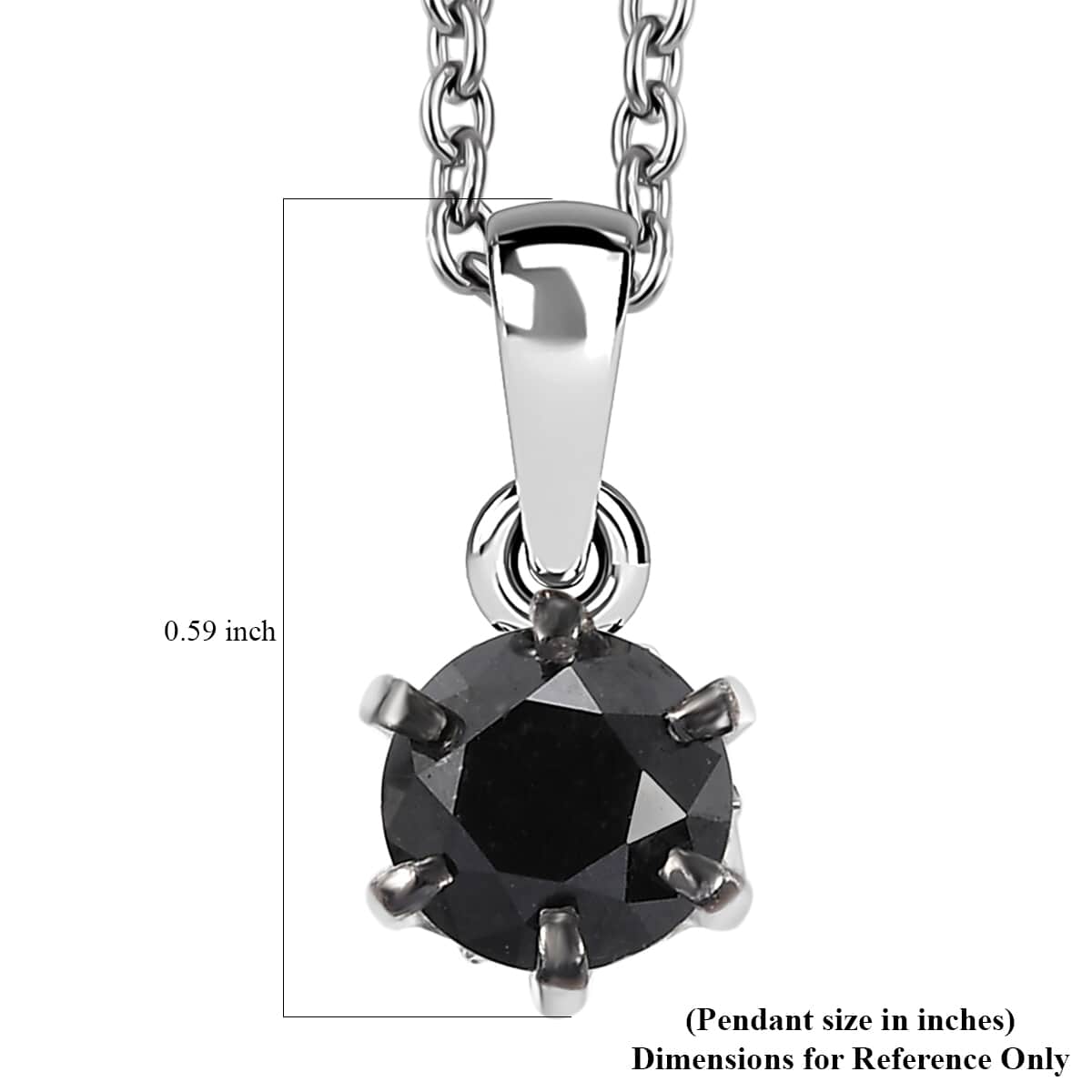 Black Diamond 1.00 ctw Solitaire Pendant Necklace in Rhodium Over Sterling Silver 20 Inches image number 6