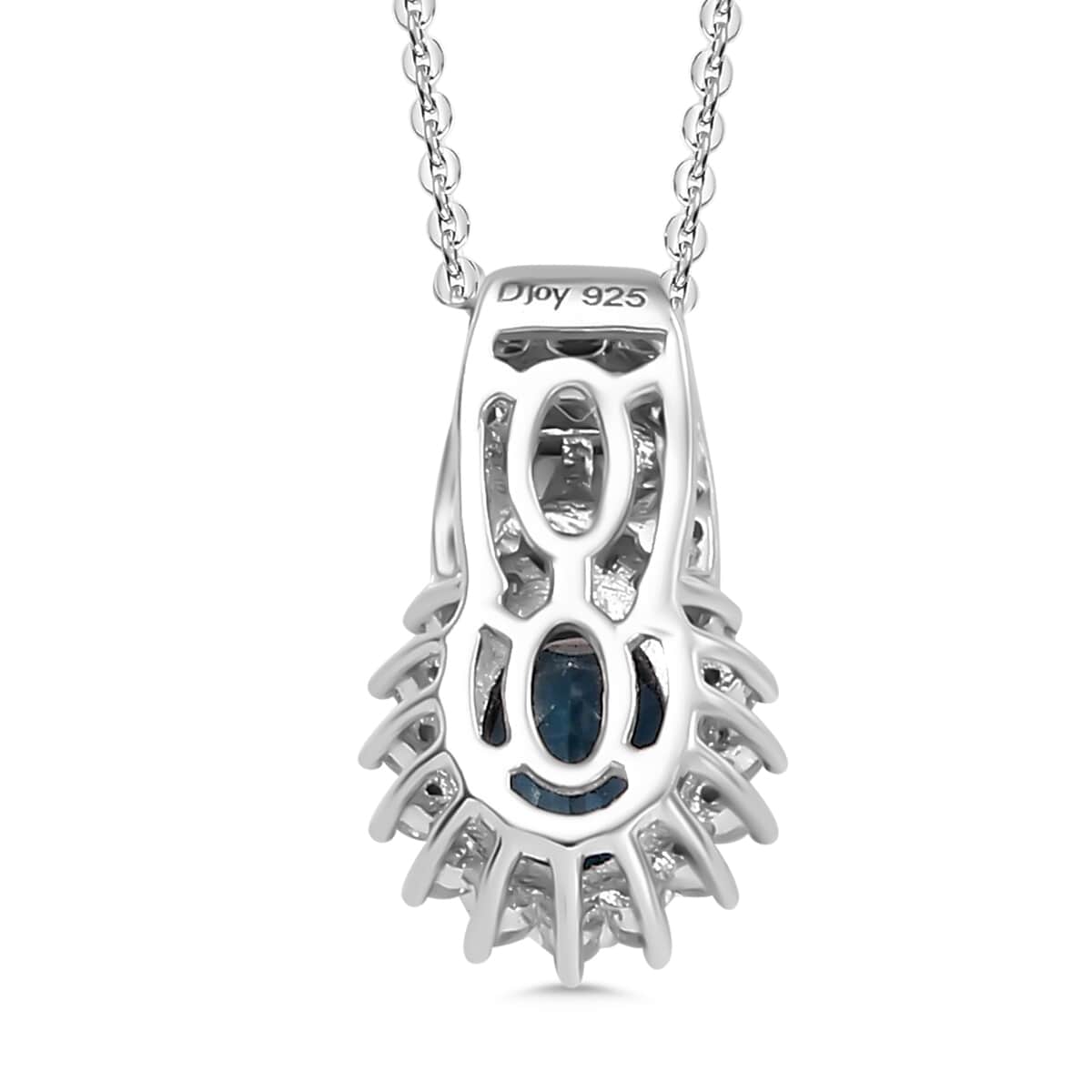 Premium Monte Belo Indicolite and White Zircon 1.00 ctw Pendant Necklace in Rhodium Over Sterling Silver 20 Inches image number 4