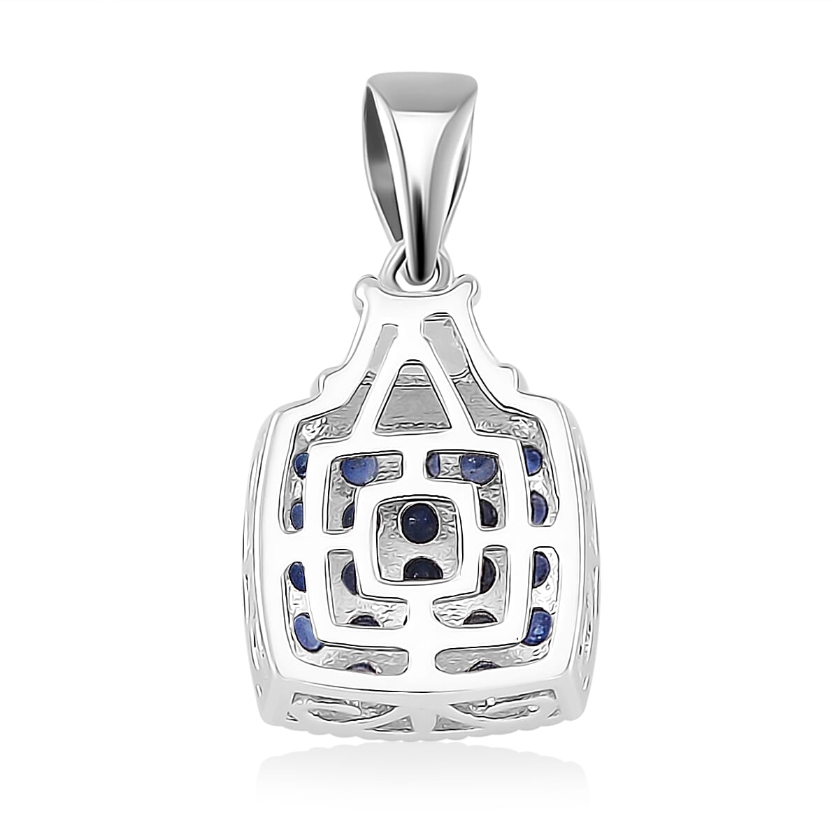 Kanchanaburi Blue Sapphire and White Topaz 2.00 ctw Cocktail Pendant and Ring (Size 6.0) in Rhodium Over Sterling Silver image number 7
