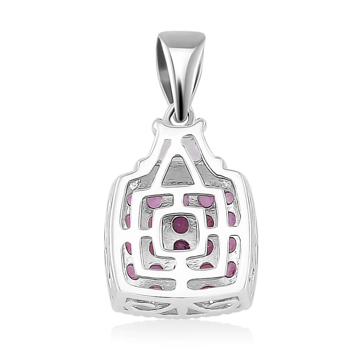 Madagascar Pink Sapphire and White Topaz 2.35 ctw Cocktail Pendant and Ring (Size 8.0) in Rhodium Over Sterling Silver image number 7