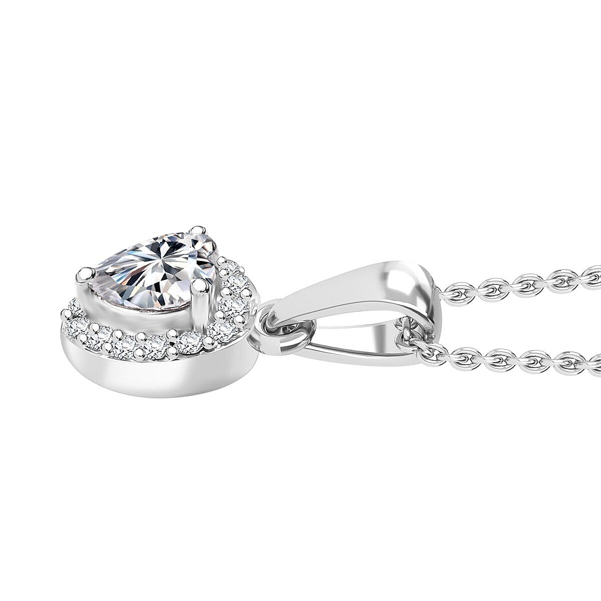 J Francis Embellished with Zirconia by Swarovski 4.00 ctw Heart Earrings, Ring (Size 5.0) and Pendant in Rhodium Over Sterling Silver with Stainless Steel Necklace 20 Inches