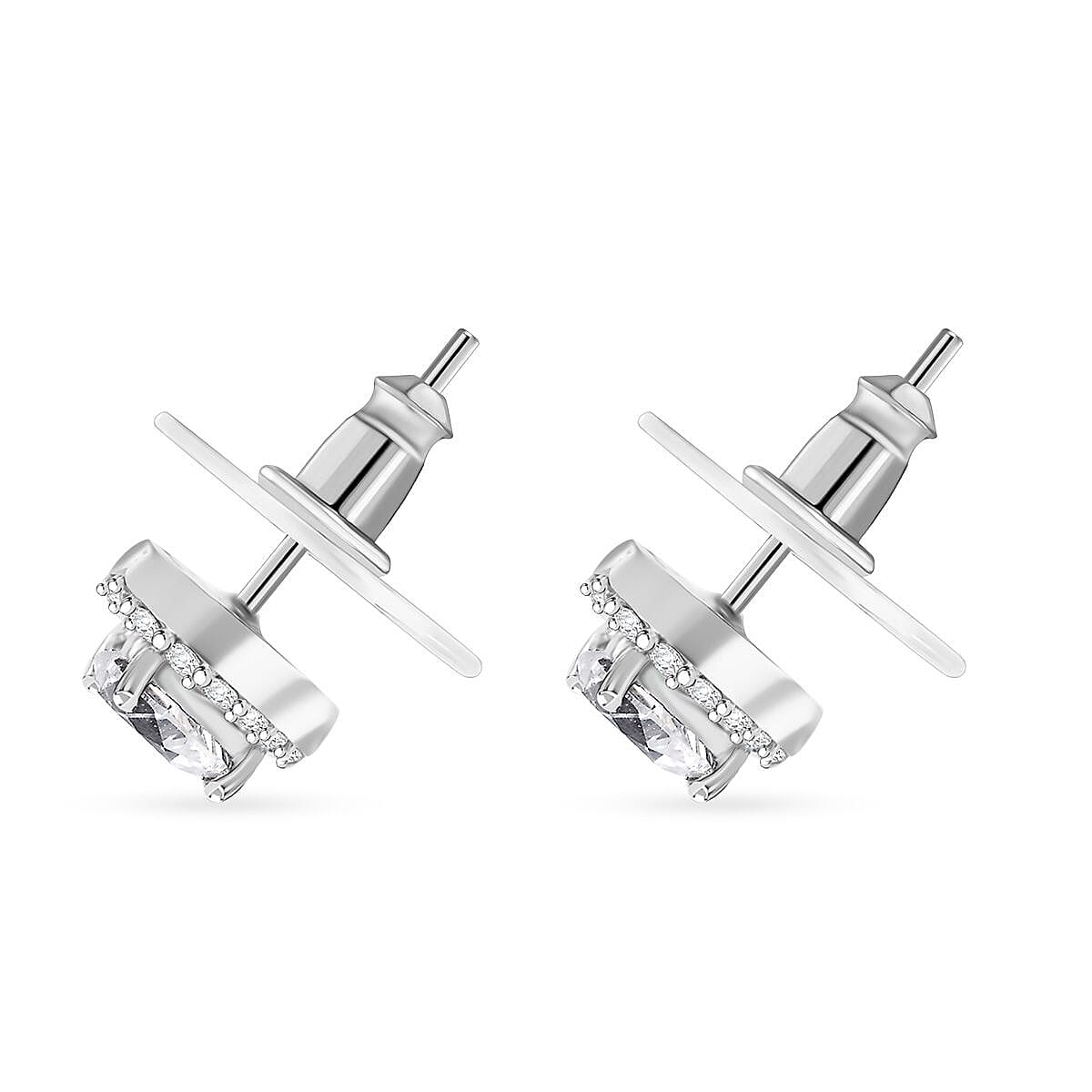 J Francis Embellished with Zirconia by Swarovski 4.00 ctw Heart Earrings, Ring (Size 5.0) and Pendant in Rhodium Over Sterling Silver with Stainless Steel Necklace 20 Inches