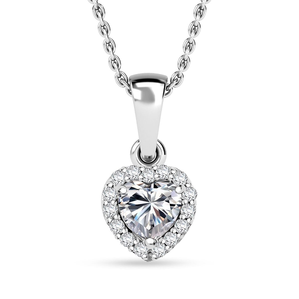 J Francis Embellished with Zirconia by Swarovski 4.00 ctw Heart Earrings, Ring (Size 7.0) and Pendant in Rhodium Over Sterling Silver with Stainless Steel Necklace 20 Inches image number 5